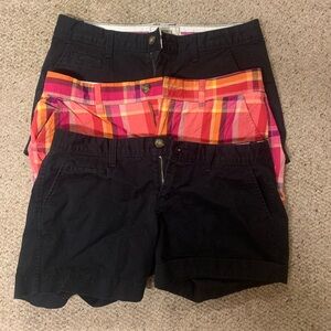 **Lot of Three Pairs** size 6 Old Navy Perfect 5” Shorts Black & Plaid EUC